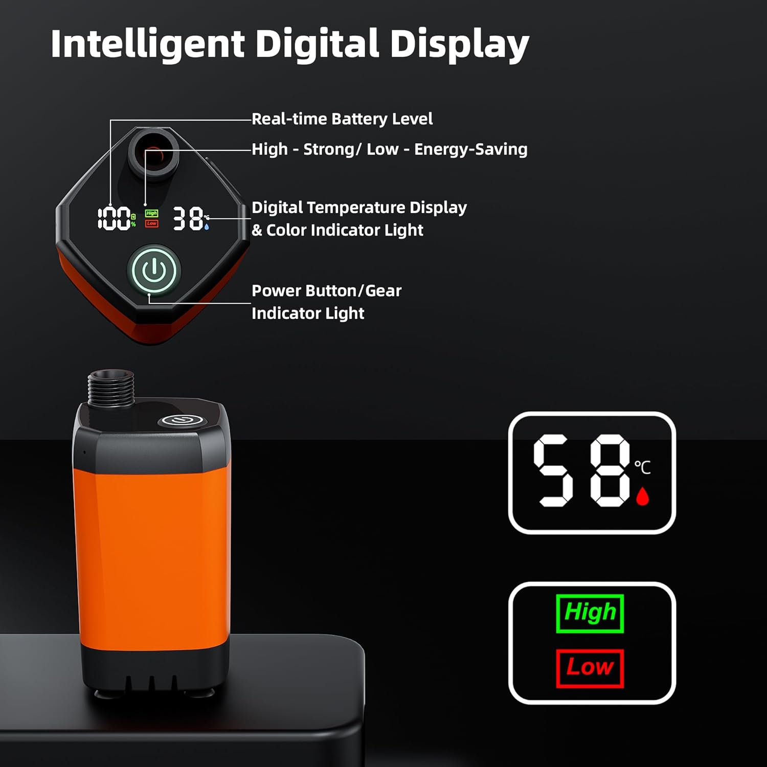 Portable Camping Shower, Upgrade 6000mAh Rechargeable Electric Shower Pump & 5 Gallon Collapsible Bucket, LED Display, Multiple Spray Modes, Portable Shower for Outdoor Camping Hiking (Orange) Portable Camping Shower, Upgrade 6000mAh Rechargeable Electric Shower Pump & 5 Gallon Collapsible Bucket, LED Display, Multiple Spray Modes, Portable Shower for Outdoor Camping Hiking (Orange)